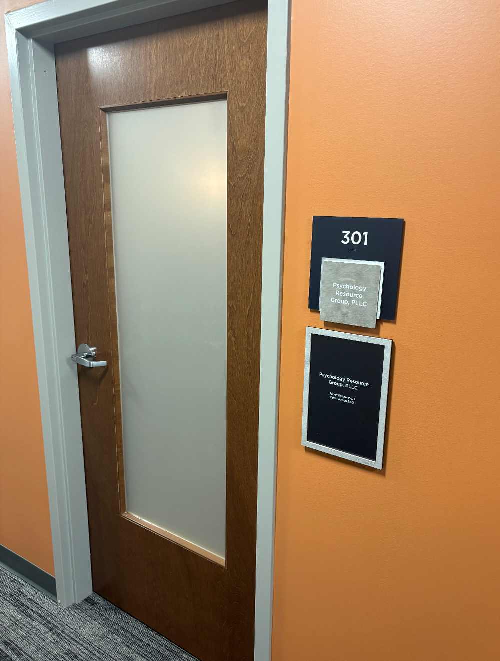 This is the entrance to our practice group office.
