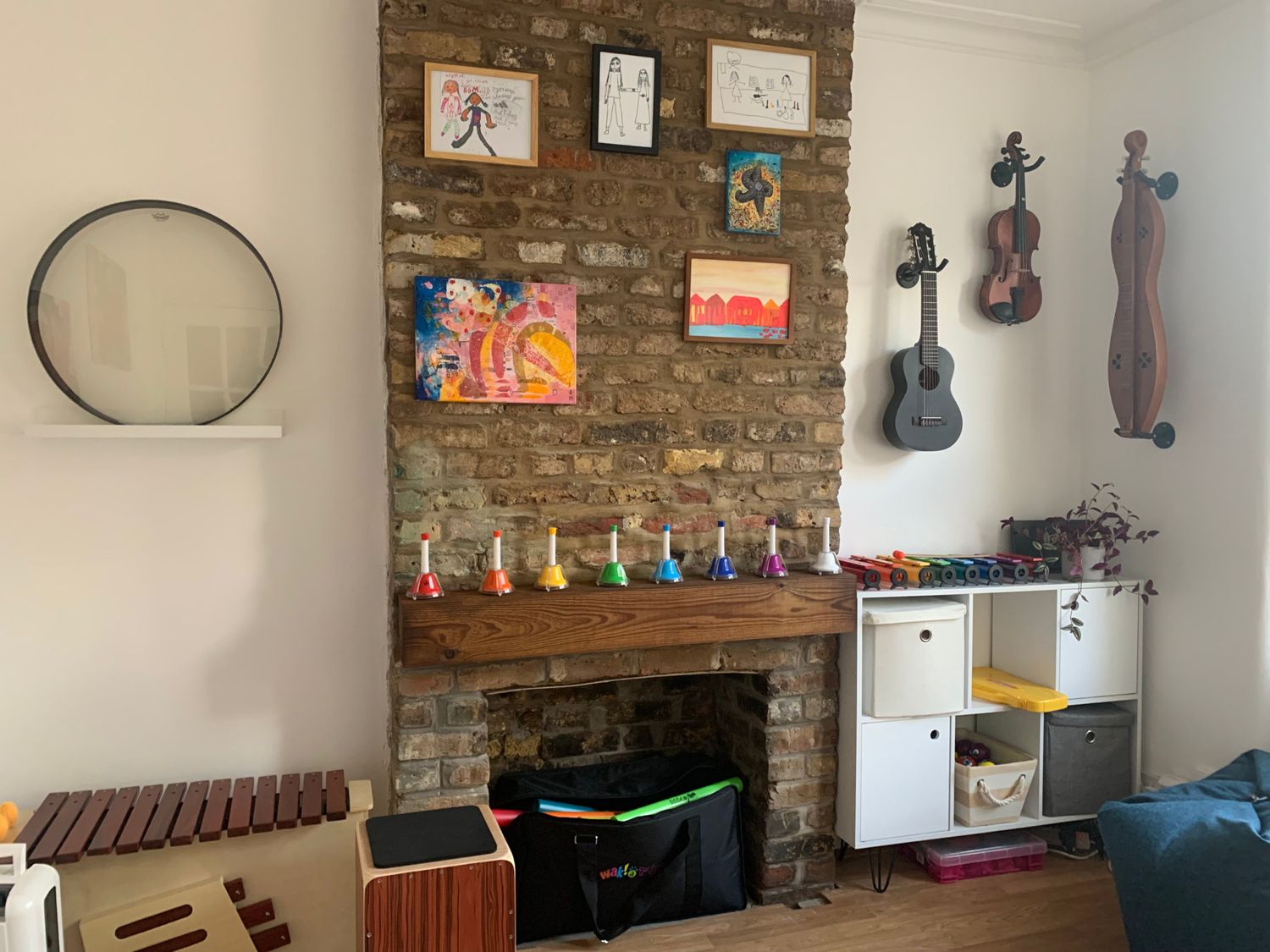 Gallery Photo of The therapy room is equipped with musical instruments and painting materials so clients can choose their medium of expression.  