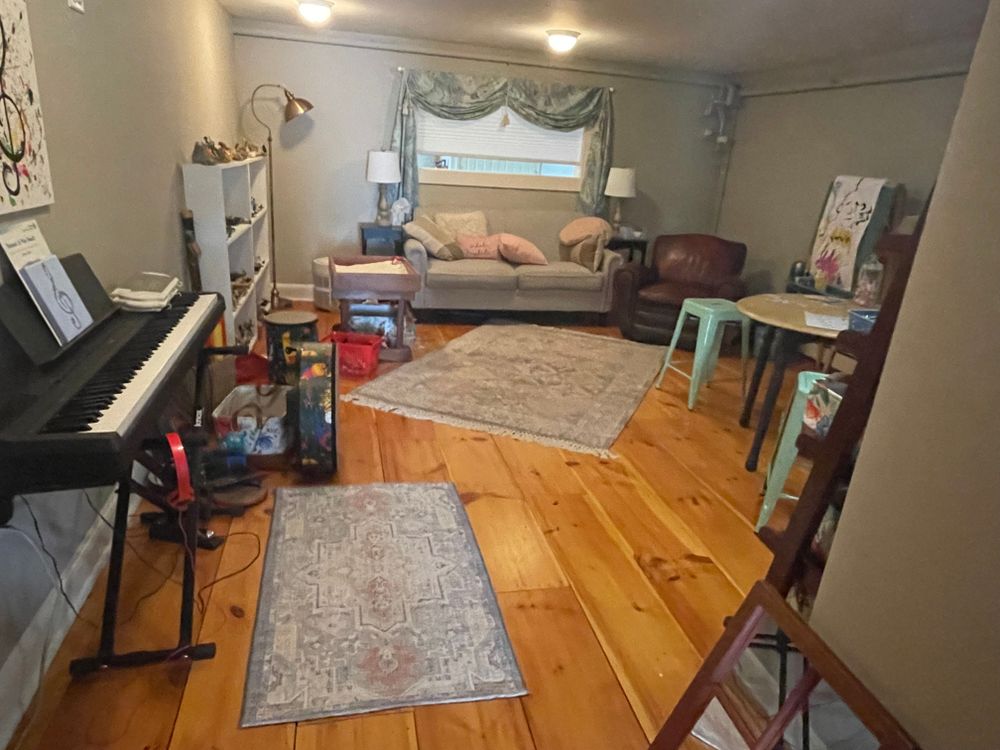 Filled with musical instruments and art supplies, my office is ideal for working with both children and adults. 