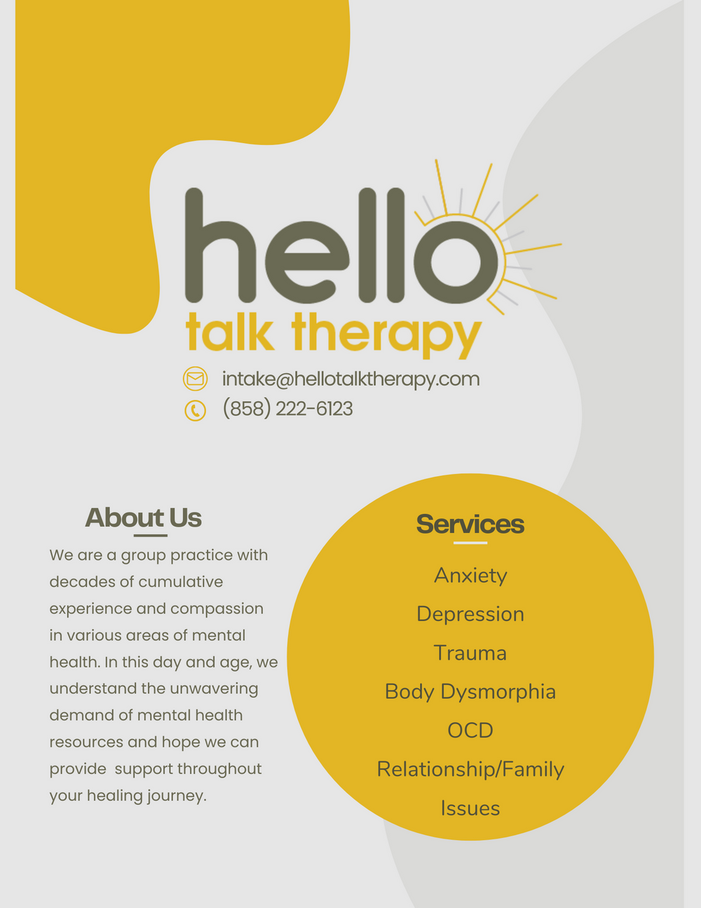 Multiple Therapists accepting clients! Please feel free to contact us for more information