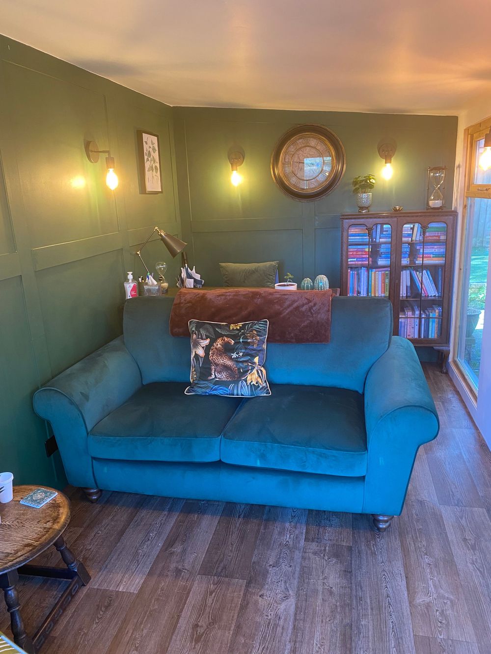 Calm and peaceful environment looking out onto fields. Creating space for clients to feel at ease during sessions.  