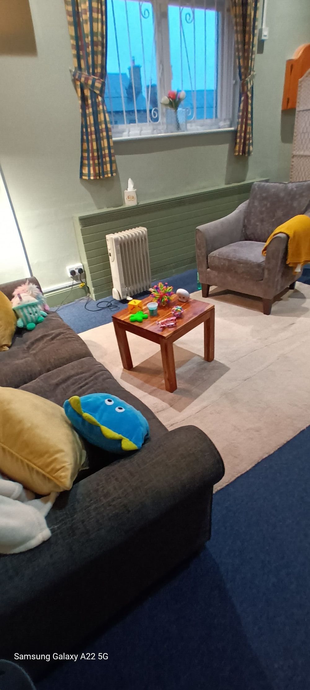The therapy space set up for a CYP session