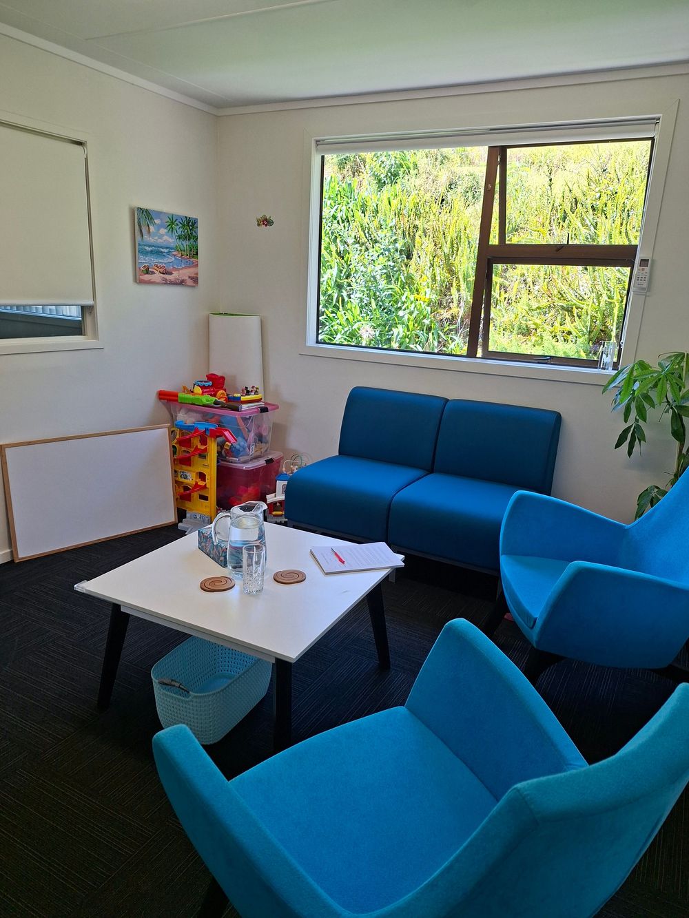 This counselling space is well-lit & spacious, a comfortable environment for you to sit a while, to ponder and discover what might be possible?  