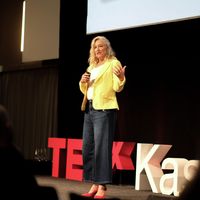 Gallery Photo of I hugged myself on stage in Kassel, Germany before giving a TEDx Talk on Neediness.