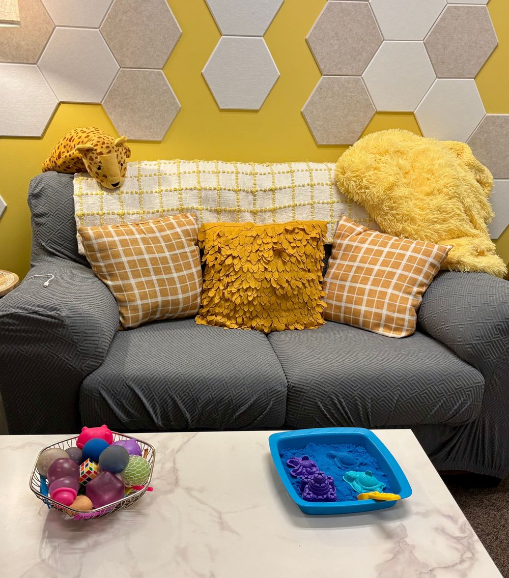 Kinetic sand and the fidget bowl are client favorites! 
