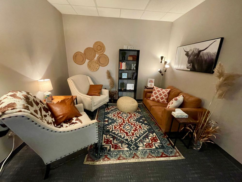 I try to create a warm, homey, inviting atmosphere in my office! Bring a warm cup of coffee and let's chat. :)