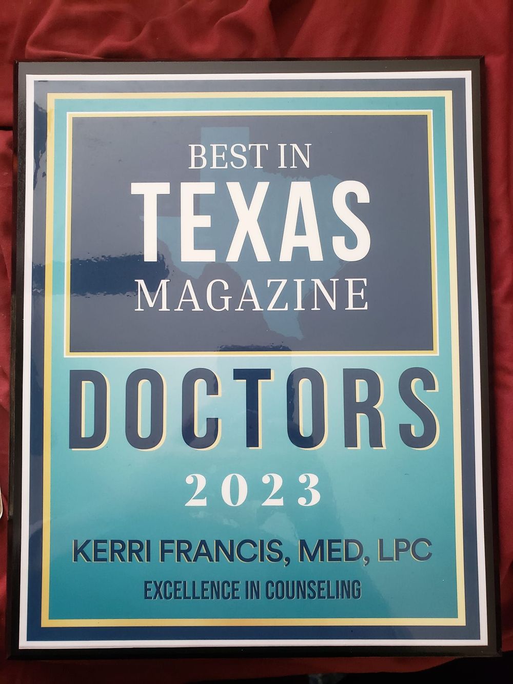Selected as 2023 Top Therapist by Best In Texas Magazine