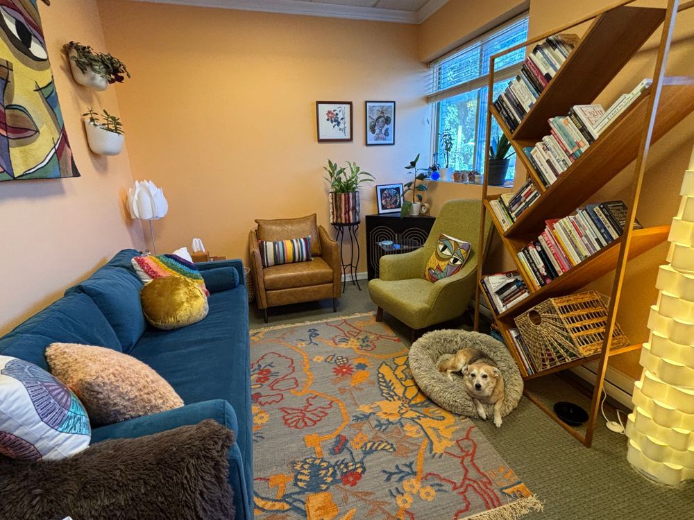 My office is meant to be a warm and inviting space - therapy dog is always optional!