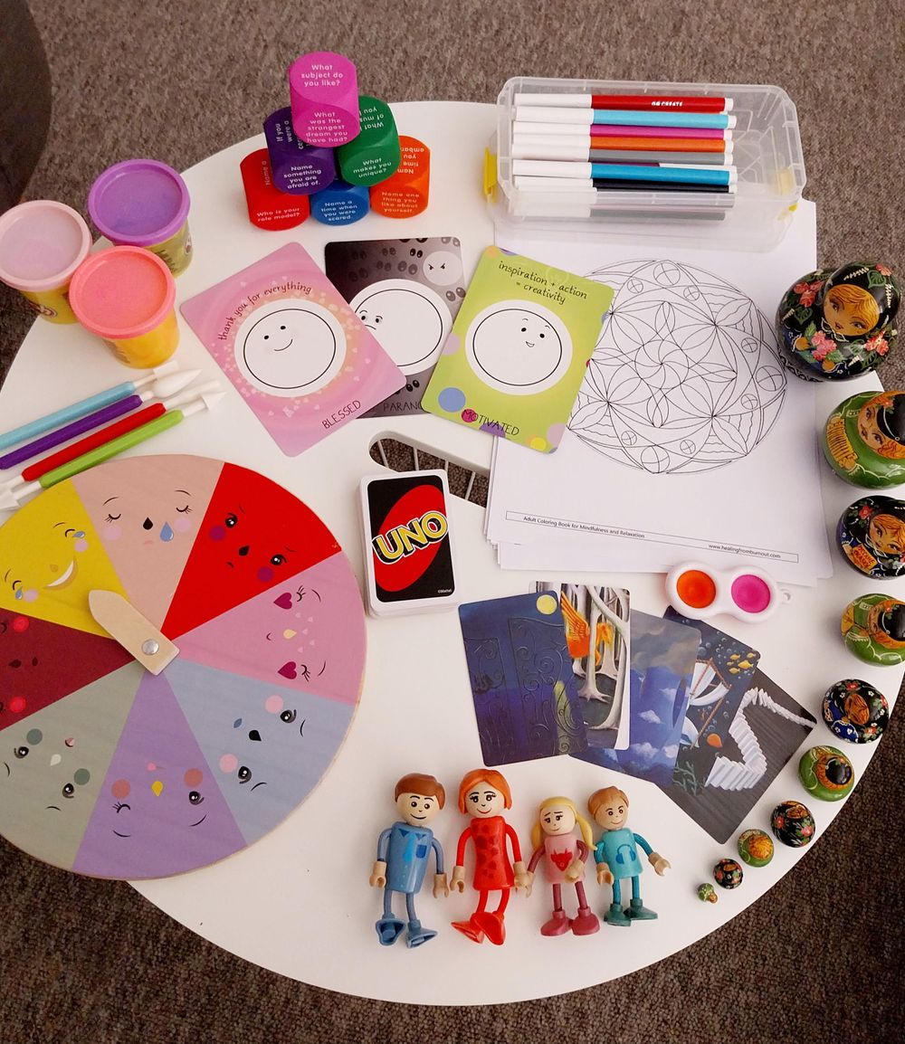 Here's just a selection of the materials we can use in creative therapy. 