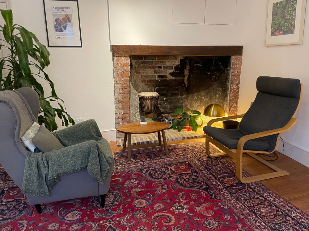 The room is a cosy, warm space in Lewes.