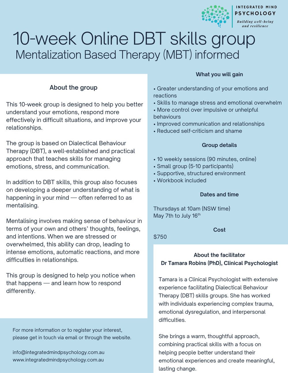 New group starting soon!