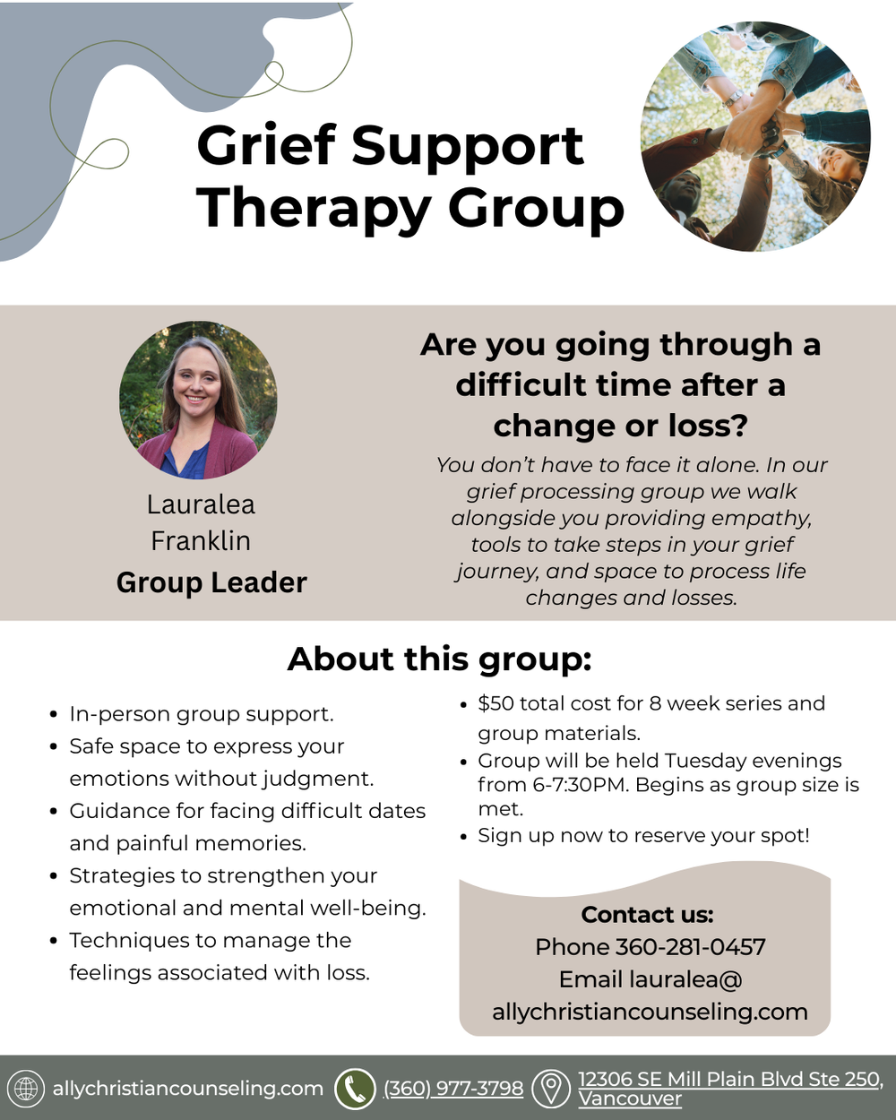 Reach out to inquire about getting a spot in this group, currently inviting participants to inquire and complete the intake process. 
