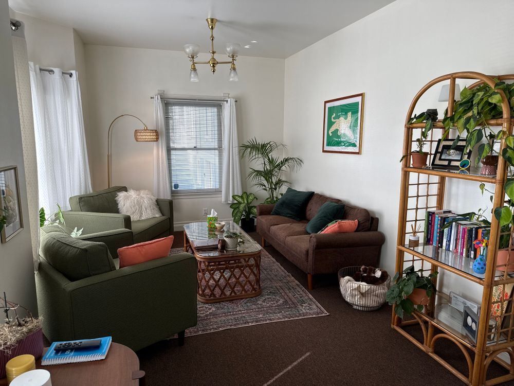 Welcome to my office! My goal is to create a space where my clients can feel comfortable while working through their challenges.