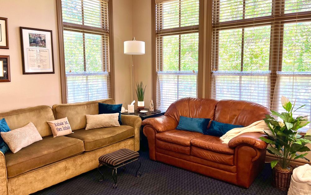 This light-filled, comfortable space is excellent for counseling sessions. Welcome!