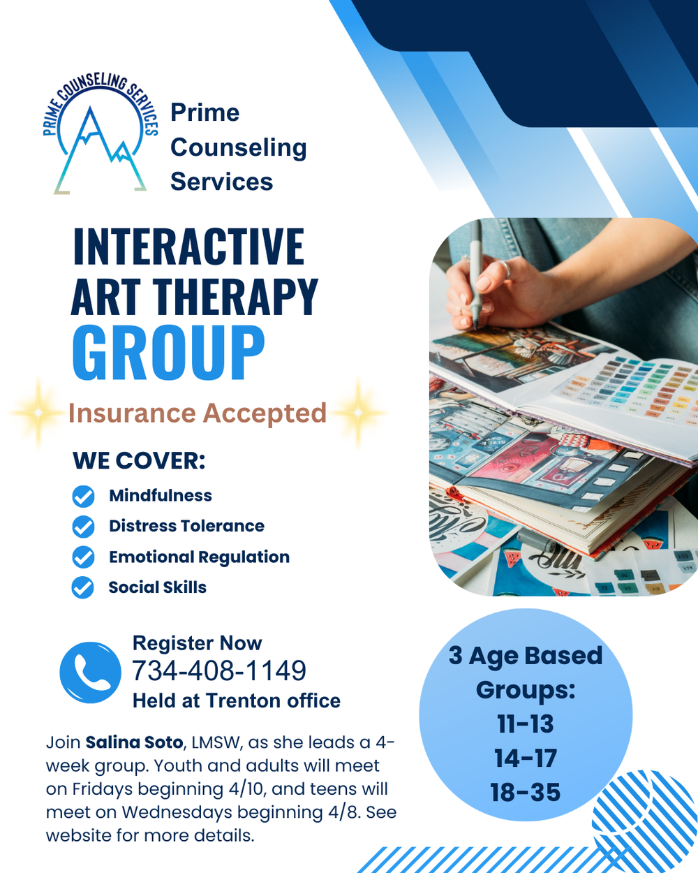 Upcoming group therapy! Register on our website.
