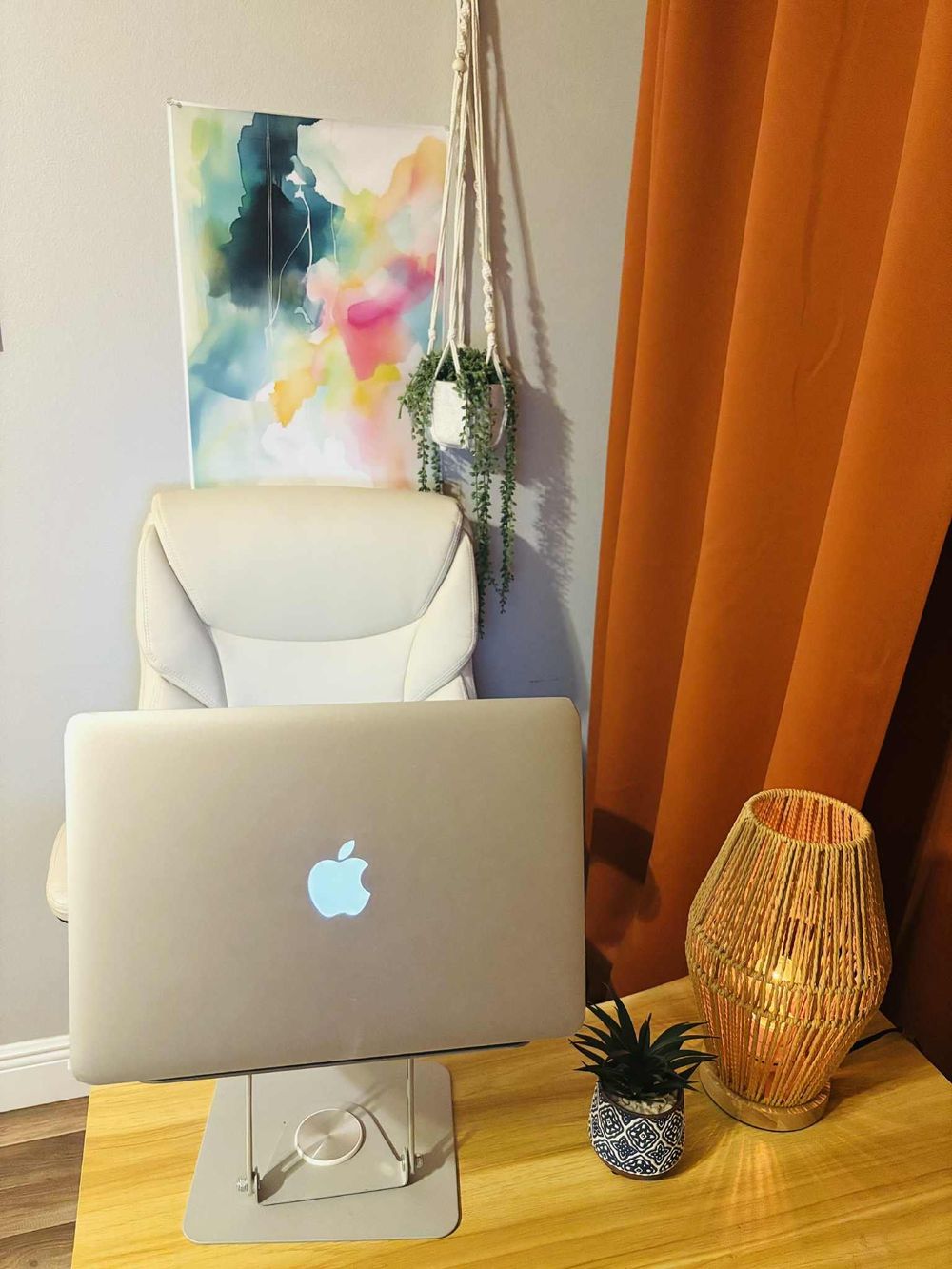 What my office looks like when we meet online :) Hopefully there will be more plants added soon.