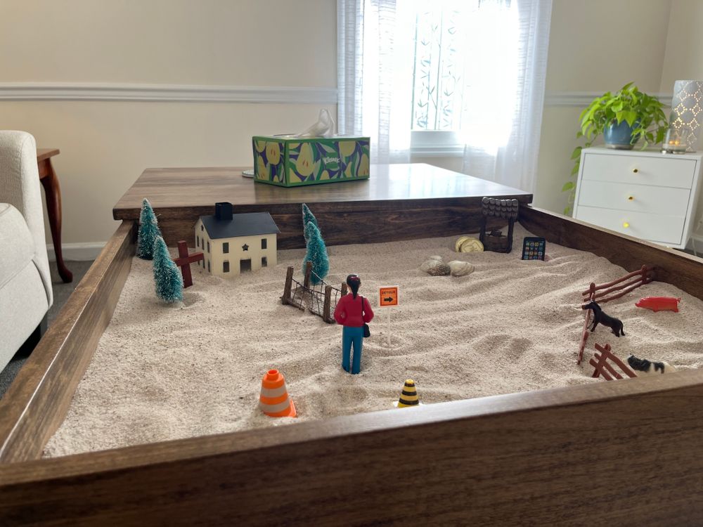 Sand tray - an engaging way to explore and express past hurts, current stressors, and deeper emotions