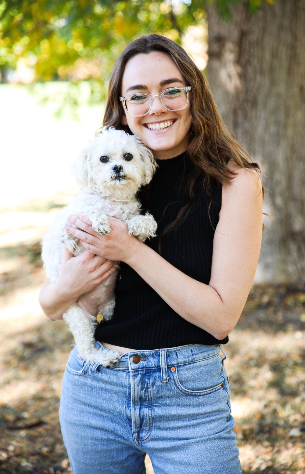 My dog, Lola, and I! You may hear her snoring in the background of sessions.
