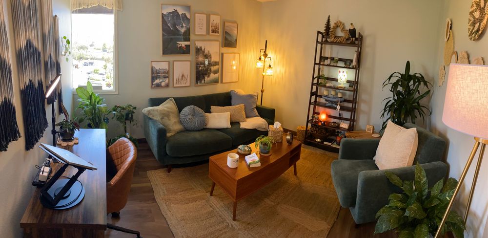 Welcome to my cozy space, where you will be greeted with a warm smile and a hot beverage or cup of water. This is your place to relax and be heard.