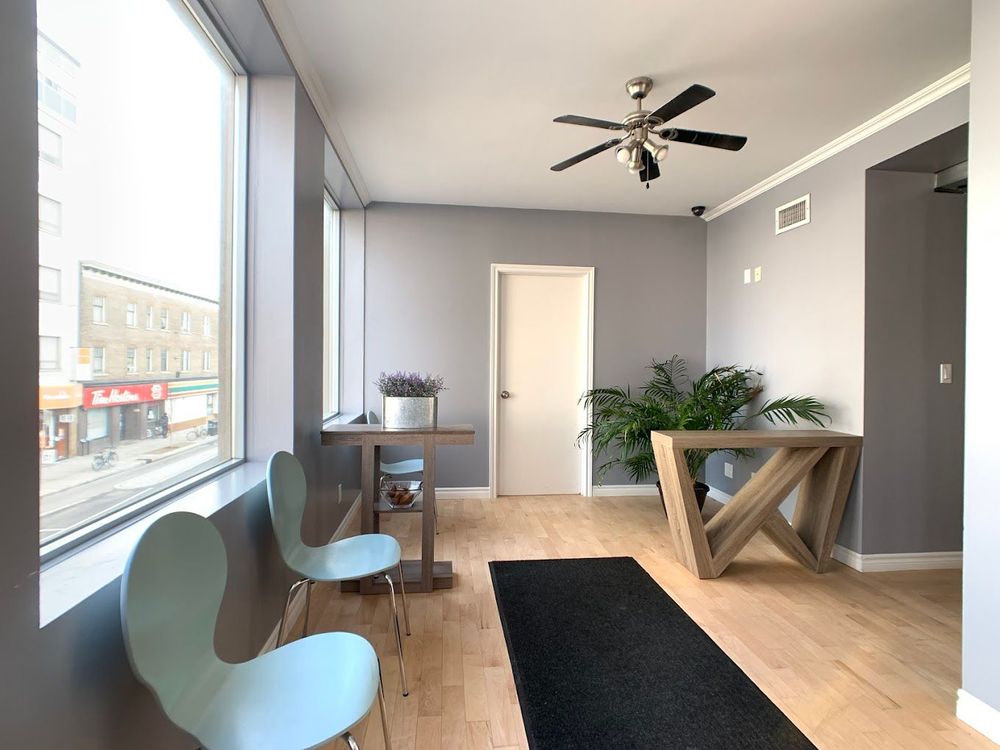 Comfortable main waiting room. Restrooms and kitchenette down the hall.