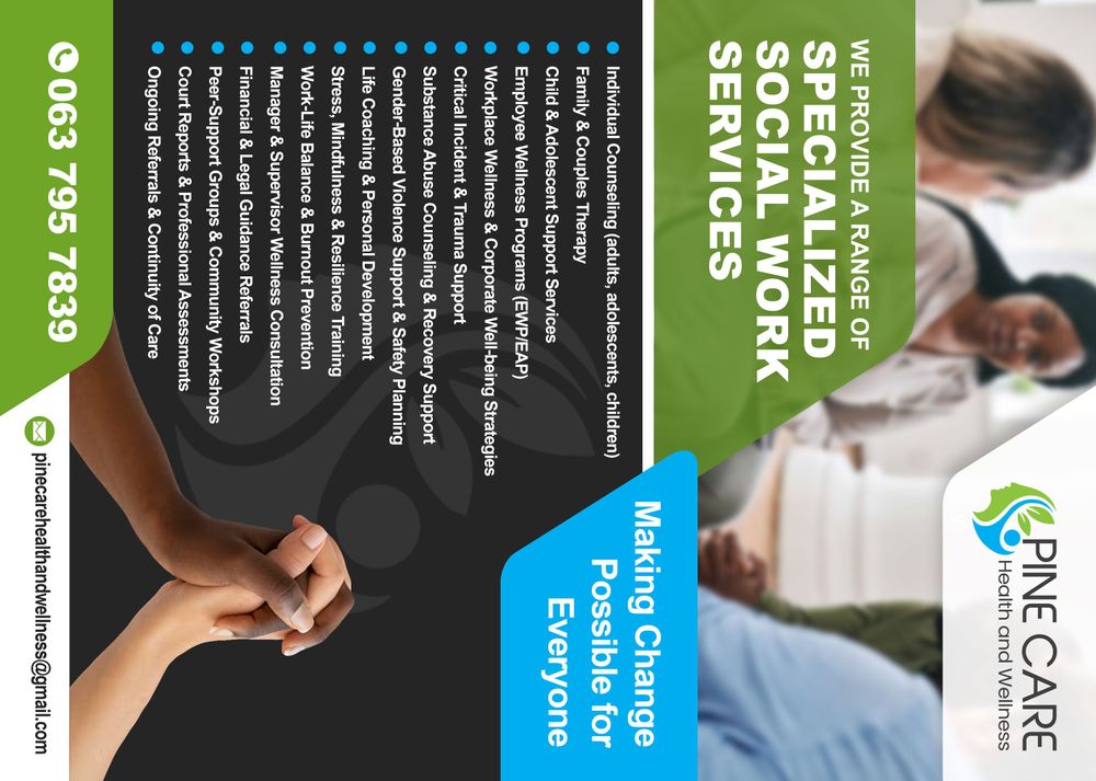 Poster for services offered by Pine Care Health and Wellness