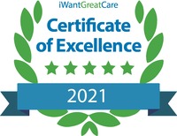 Gallery Photo of Awarded the iWantGreatCare Certificate of Excellence 2021 for clinicians who are most highly and consistently recommended by their patients.