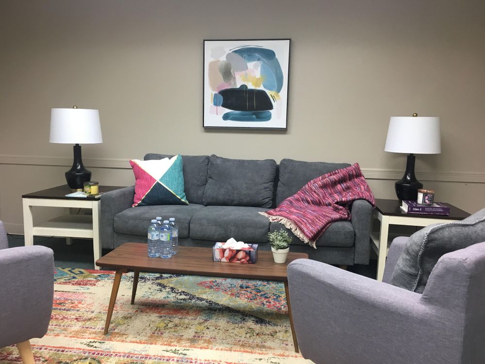 Our talk therapy room is cozy and comfortable