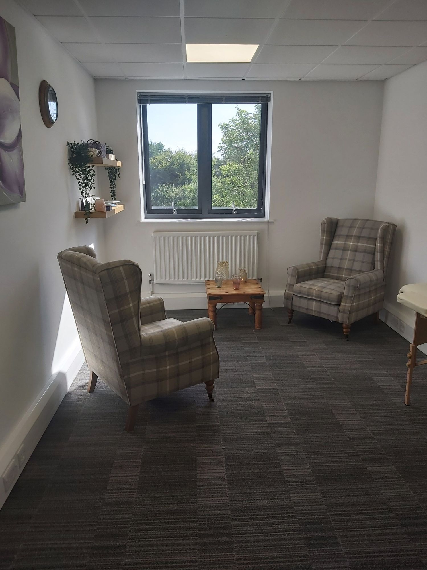 Gallery Photo of The energy in my counselling room feels just right. It is light a and airy room with a lovely view of the trees.