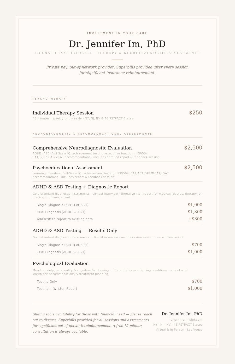 Fee Schedule