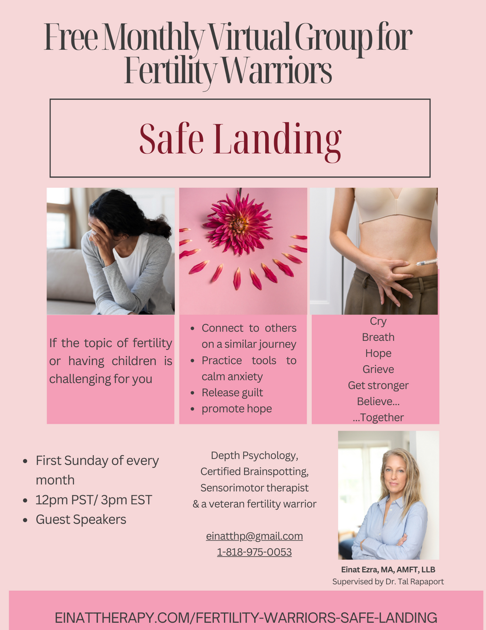 Safe Landing monthly support group for those on fertility treatment - free 