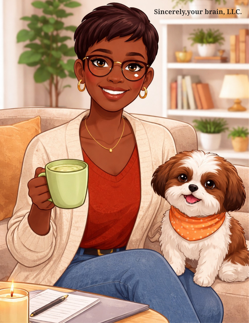 A little glimpse into my virtual therapy space
I chose this image because it reflects how I show up in sessions: warm, grounded, and real.