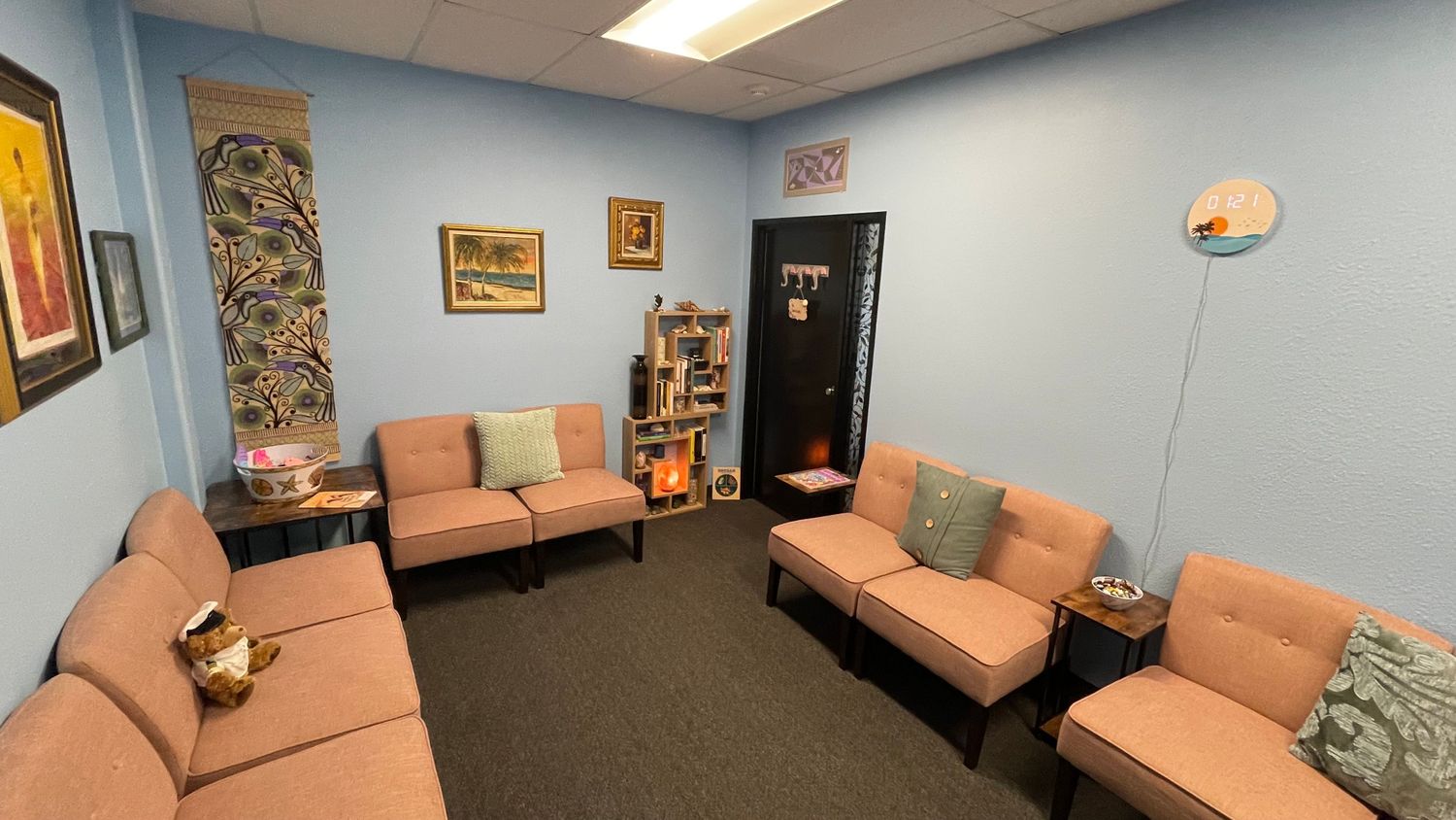 Gallery Photo of Part of the waiting room by day, group room by night.  Art, connection, and magic happens here!  (Tatum location).