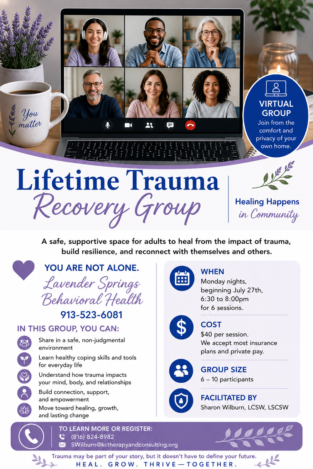 Are you tired of your trauma taking the wind out of your sails? This group for residents of KS and MO will give you the tools for positive change.