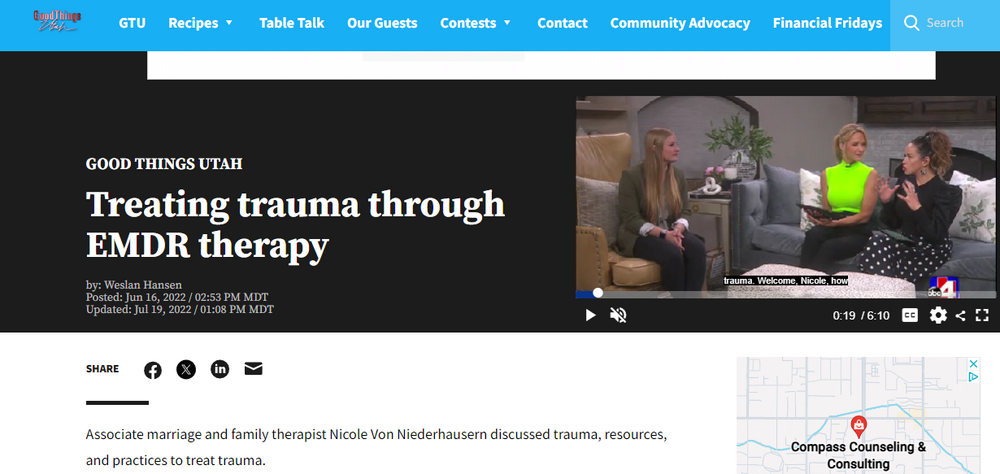 If you'd like to see my appearance on Good Things Utah, copy this link into your search bar:
www.abc4.com/gtu/treating-trauma-through-emdr-therapy/