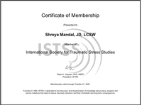 Gallery Photo of Member of the International Society of Traumatic Stress Studies (ISTSS) and International Association of Trauma Professionals (IATP)
