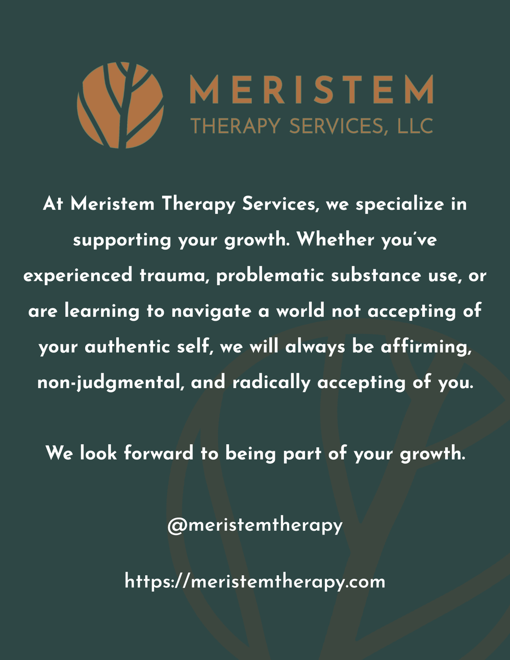 Meristem Therapy Services specializes in supporting your growth.