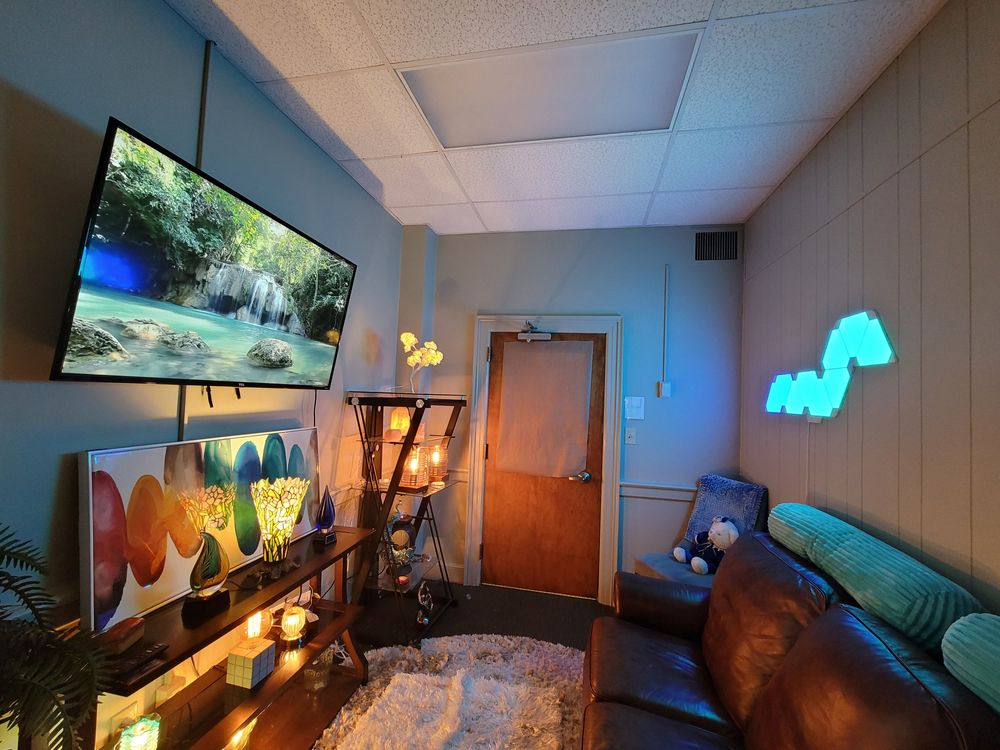 Meditation Grounding Room- Here one can release with guided meditation or participate in guided decompression from stress related trauma. 
