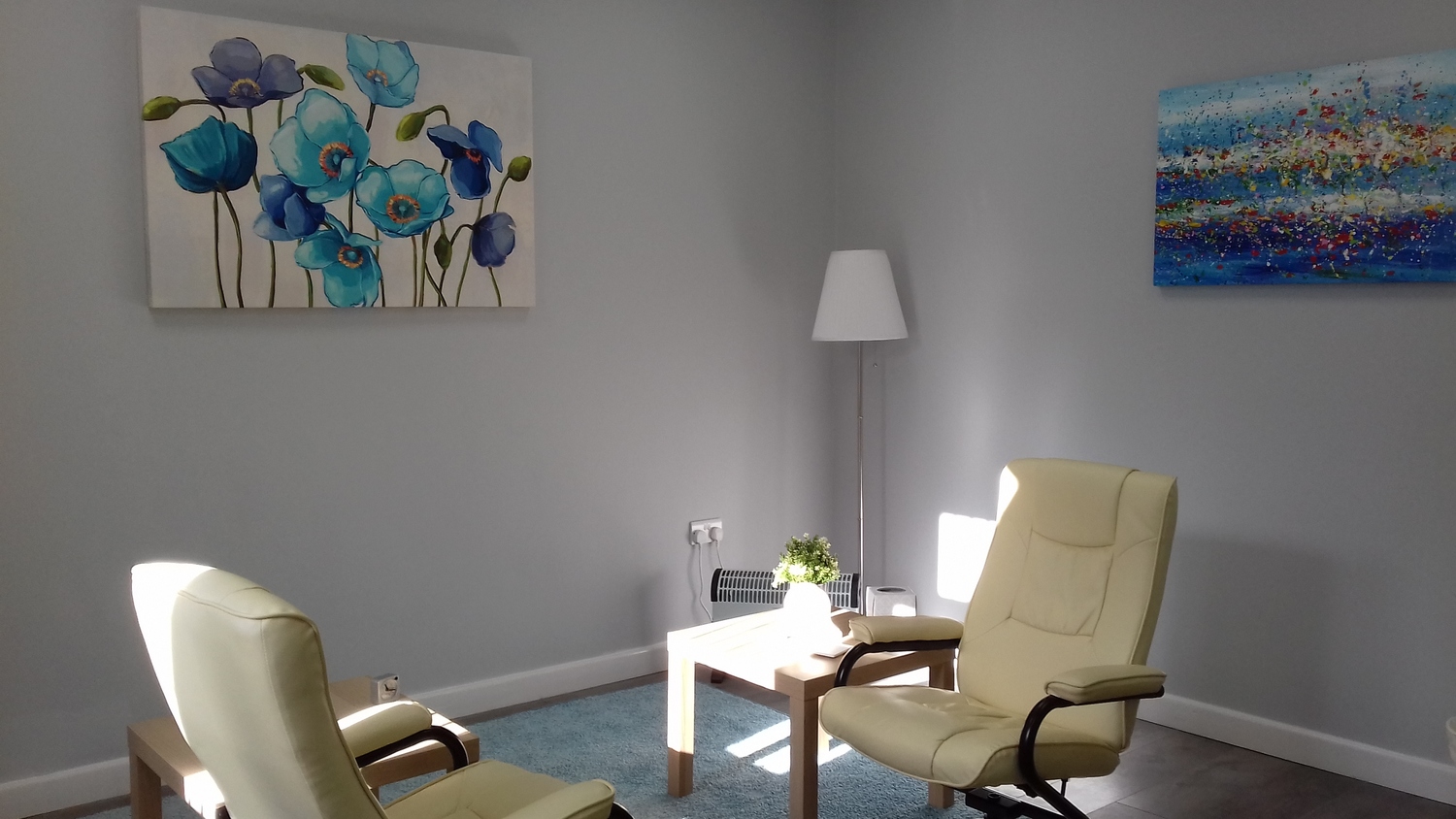 Gallery Photo of The Blue Therapy Room. One of our four bespoke therapy rooms at The Prestwich Holistic Centre.