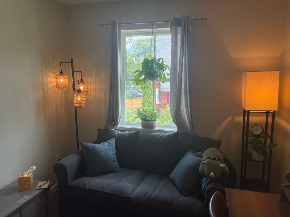 Your comfort matters to me! Water, tea, a weighted blanket or plushie, a notepad, and lighting/temperature adjustments are always available to you.