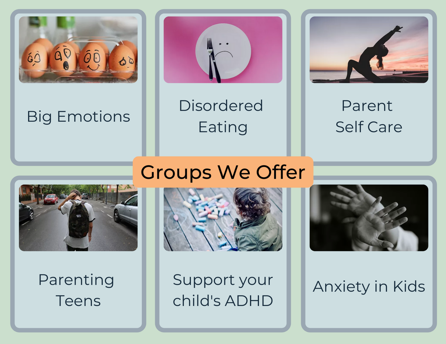 Gallery Photo of Some of the many specialized groups we offer for parents.