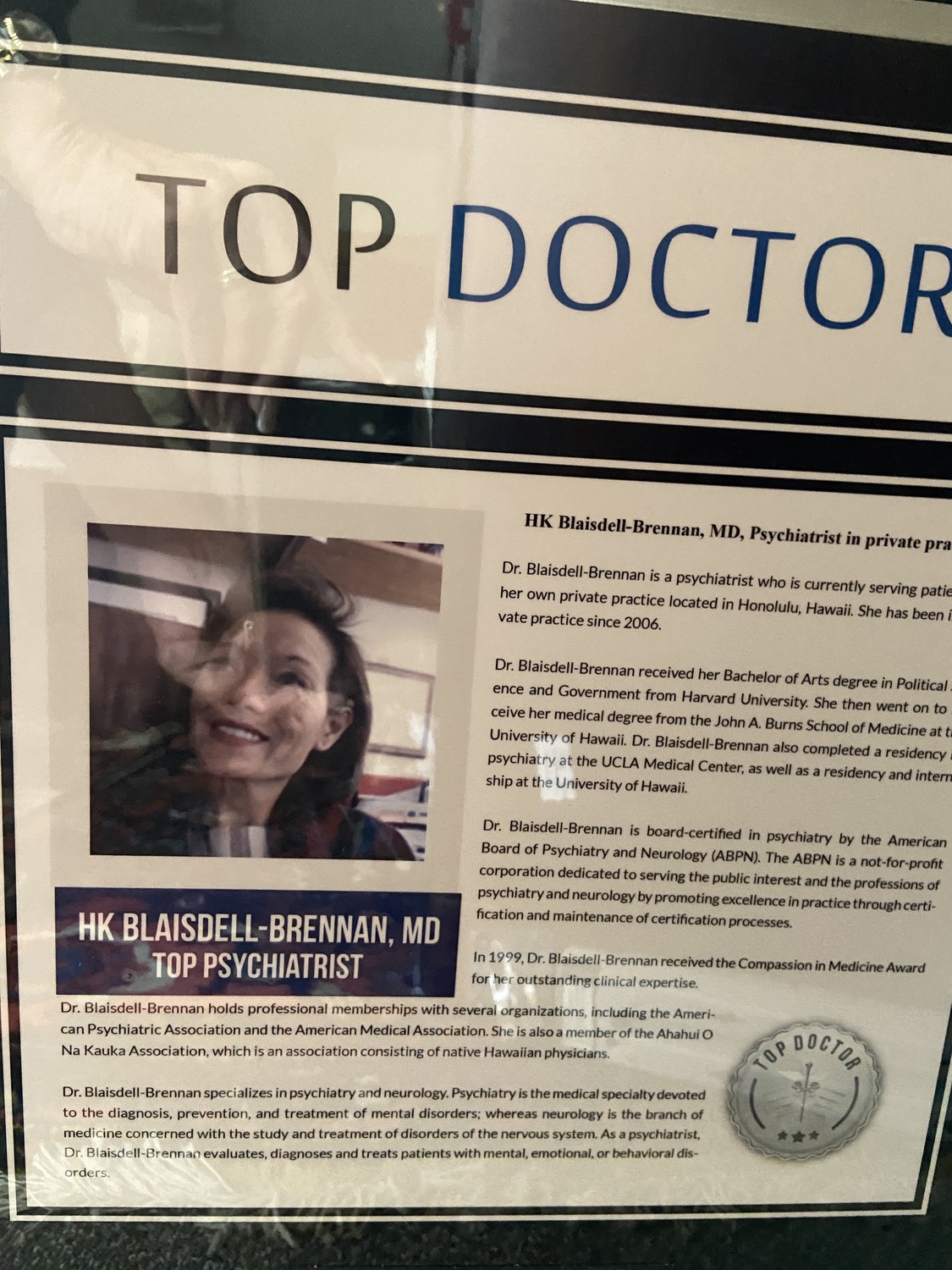 H. K. Blaisdell Brennan, Psychiatrist, Honolulu, HI, 96813 Psychology