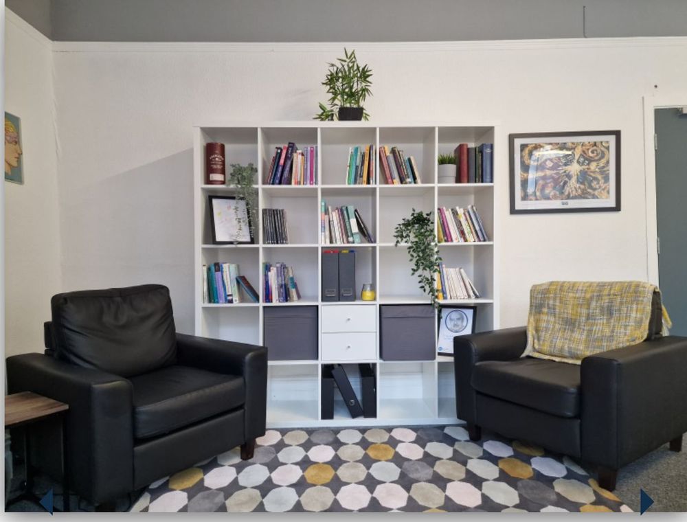 One of the many cozy counselling areas in our base where we can create a safe and relaxing environment.