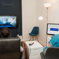 Gallery Photo of Neurofeedback room.  Brain training can help train your nervous system to feel more regulated and improve outcomes for therapy.