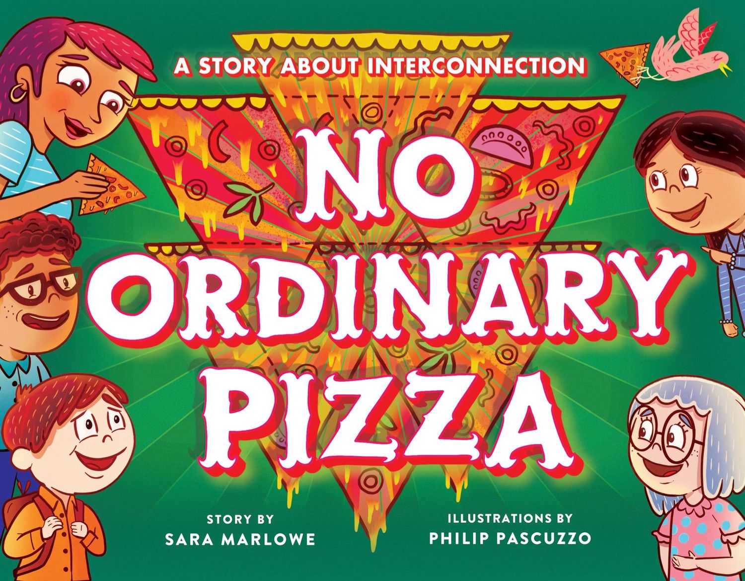 Gallery Photo of Sara's newest mindfulness book, No Ordinary Pizza: A Story about Interconnection. Available widely.