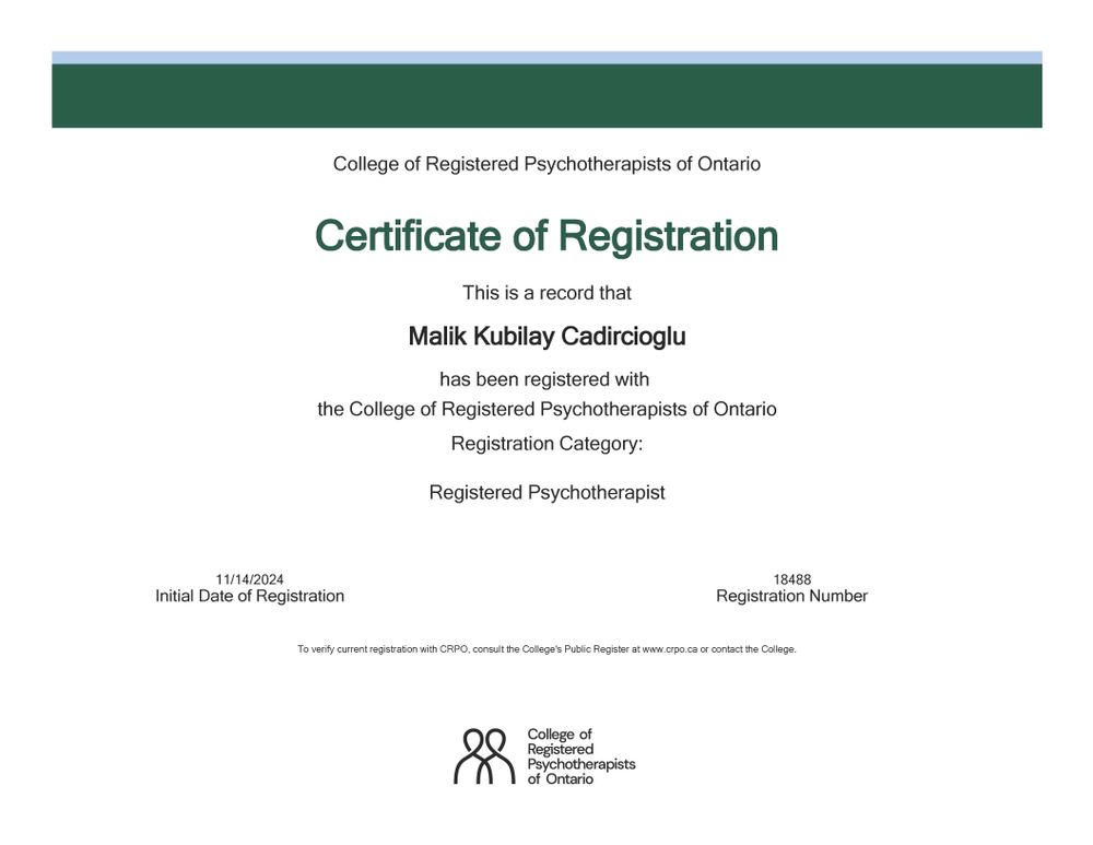 CRPO Certificate of Registration
