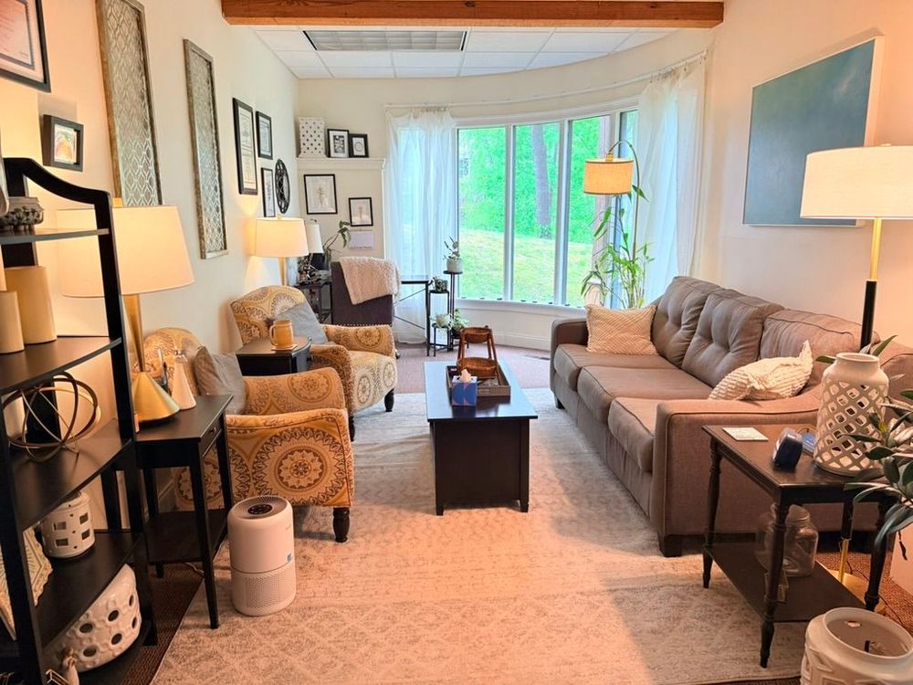 My cozy office with views of nature.