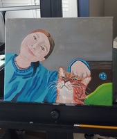 Gallery Photo of Covid Art Times, Steph and Dandy the Orange Cat.