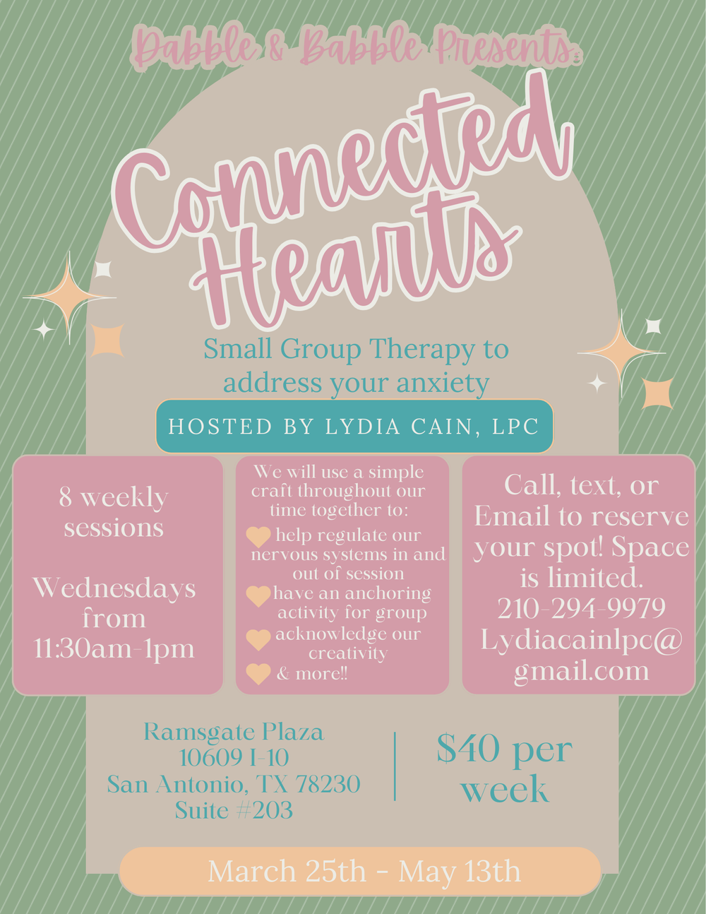 This is a group I am offering this spring for adults seeking support for anxiety.