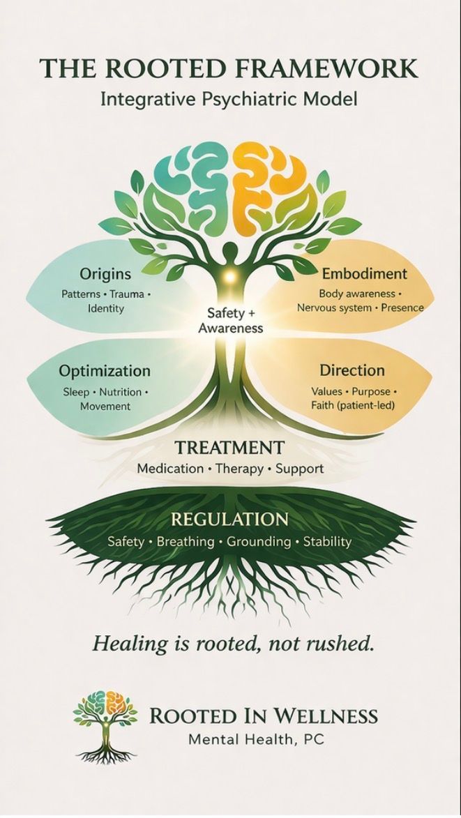 The Rooted Framework
Regulation, healing, growth, and purpose because lasting wellness starts at the root.