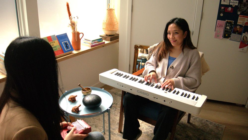 In person music therapy with Cynthia at the Junction, Toronto 